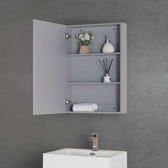 22" W x 32" H Empire Gray Zachariah Surface Mount Framed Medicine Cabinet with 3 Shelves Provides Ample Storage