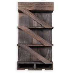 Zaden 3 Bottle Solid Wood Wall Mounted Wine Bottle & Glass Rack in Burnt Brown