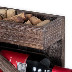 Zaden 3 Bottle Solid Wood Wall Mounted Wine Bottle & Glass Rack in Burnt Brown
