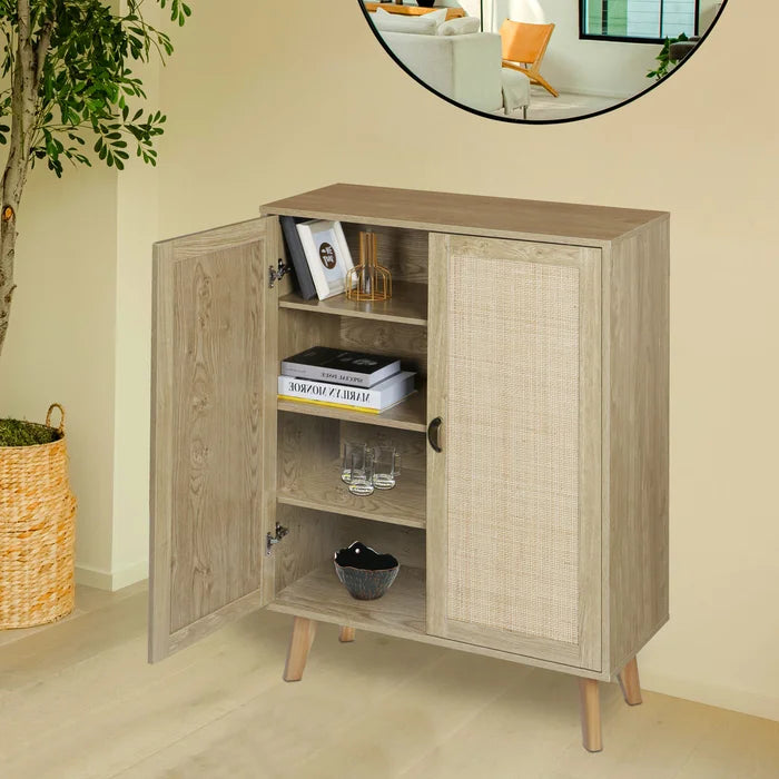 Zaida 43.3'' Tall Solid Wood 2 - Door Accent Cabinet Adjustable Shelves