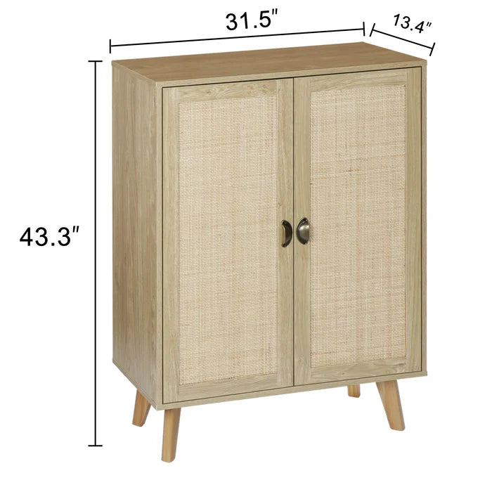 Zaida 43.3'' Tall Solid Wood 2 - Door Accent Cabinet Adjustable Shelves