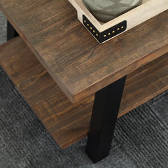 Zayne 4 Legs Coffee Table with Storage Showcases a Sawhorse-inspired Base