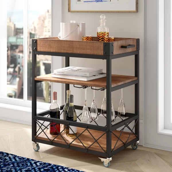 Zona 26'' Wide Rolling Kitchen Cart Locking Wheels