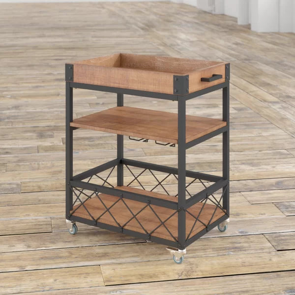 Zona 26'' Wide Rolling Kitchen Cart Locking Wheels