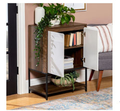 24" 2-Door Accent Cabinet Durable Laminate and Powder Coated Steel Construction