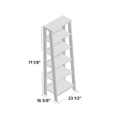 Vintage Oak Massena 71.125'' H x 23.5'' W Ladder Bookcase Features Five Shelves