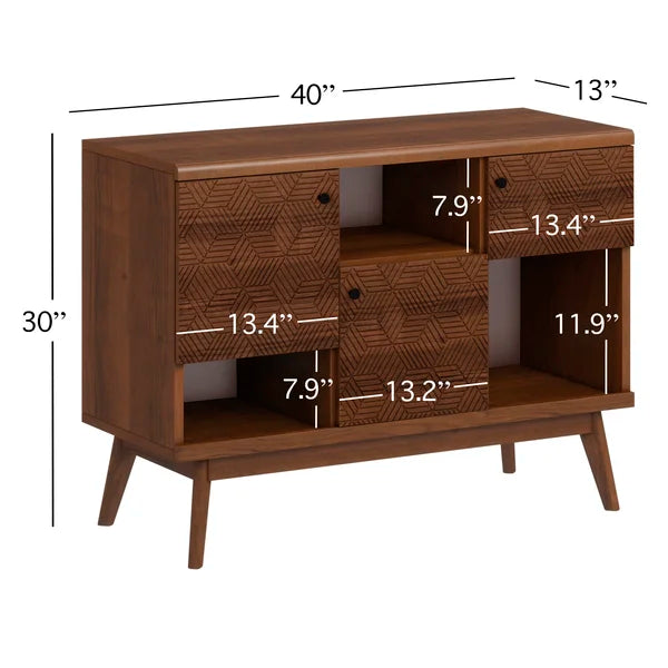 Scandi Tv Stand Media Console For Tv's Up To 43'' Anti Scratch Pads Protect Floors