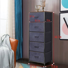 Towns 5 Drawer 17.7'' W Lingerie Chest Gray Black Organize Clothing and Accessories