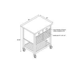 Auberon 30'' Wide Rolling Kitchen Cart with Stainless Steel Top Design