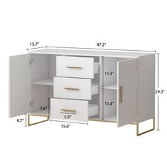 Yerby 47.2'' Wide 3 Drawer Server Wood Frame and Metal Leg