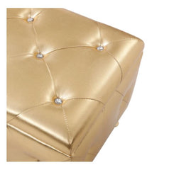 Upholstered Tufted Storage Bench Bonded Leather Gold