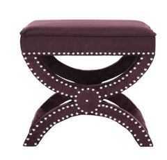 Safavieh Dante X-Bench Purple Ottoman Rich Royal Purple Contrasts