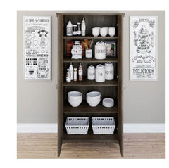 The Gray Barn Lowbridge Kitchen Pantry Cabinet with Doors Ash Finish