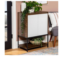 24" 2-Door Accent Cabinet Durable Laminate and Powder Coated Steel Construction