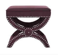 Safavieh Dante X-Bench Purple Ottoman Rich Royal Purple Contrasts