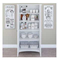 The Gray Barn Lowbridge Kitchen Pantry Cabinet with Doors Pewter Finish
