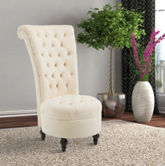 HomCom 45" Tufted High Back Flannelette Accent Chair Elegant Look with High Back Design