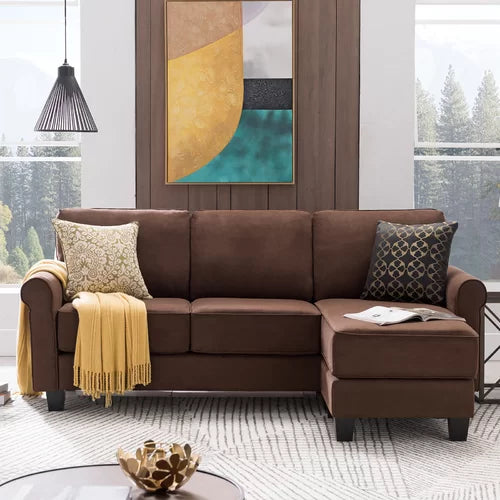 Mahogany Brown hao 78.8" Wide Reversible Sofa & Chaise with Ottoman
