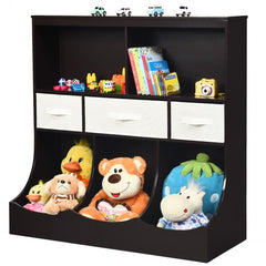 Freestanding Combo Cubby Bin Storage Organizer Unit with 3 Baskets Two Spacious Open Shelves