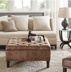 Madison Park Alice Tufted Square Cocktail Ottoman Brown