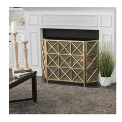 3-Panel Fireplace Screen Crafted from Iron with an X Pattern for Striking Visual Interest