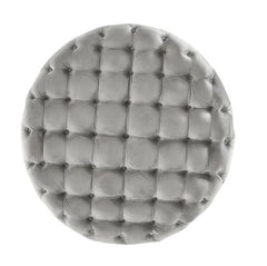 Knightsbridge Round Tufted Rolling Cocktail Ottoman Grey Velvet
