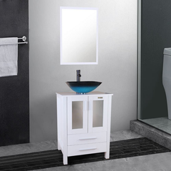 Olancha 24'' Single Bathroom Vanity Set with Mirror Made of Hardwood Plywood