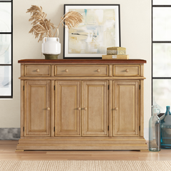 Ebony Courtdale 60'' Wide 3 Drawer Sideboard Crafted from Rubberwood with Distressed Accents
