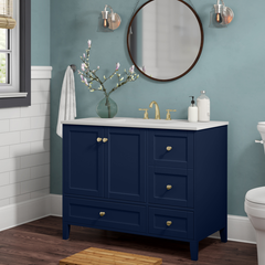 Aleta 42" Single Bathroom Vanity Set Features a Rectangular Porcelain [ Fully Assembled ]