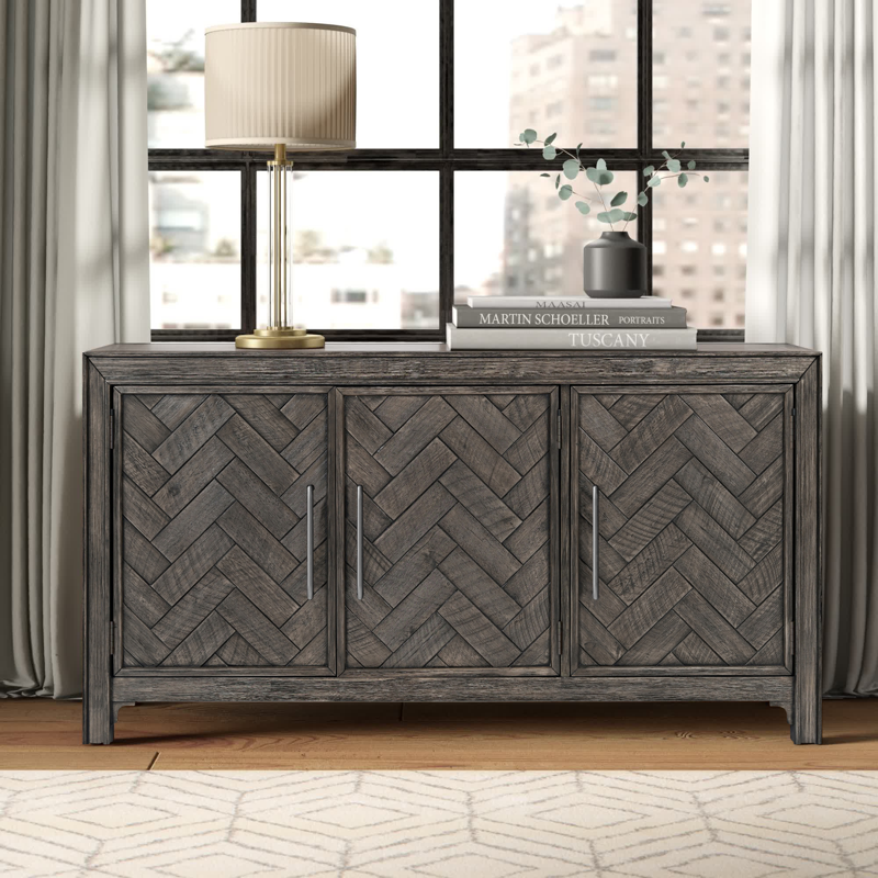 Gray Wash Brennan 60'' Wide Sideboard Clutter Concealing Cabinet