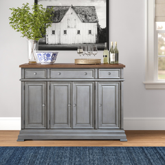 Ebony Courtdale 60'' Wide 3 Drawer Sideboard Crafted from Rubberwood with Distressed Accents