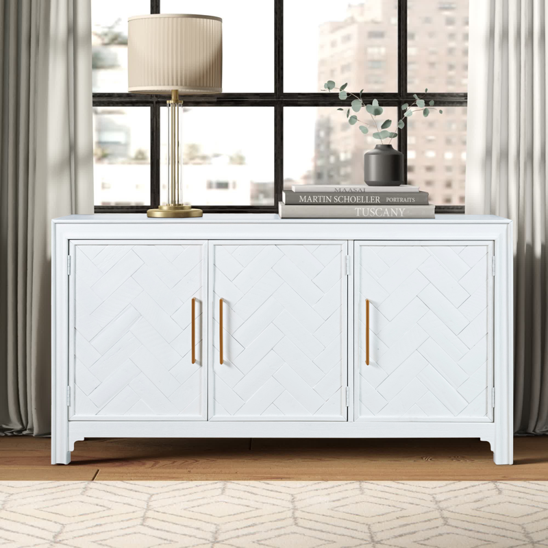 Gray Wash Brennan 60'' Wide Sideboard Clutter Concealing Cabinet