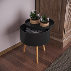 White 17.9'' Tall Tray Top 3 Legs End Table Modern Contemporary Design, A Barrel-Shaped