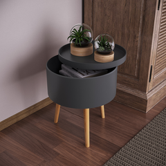 White 17.9'' Tall Tray Top 3 Legs End Table Modern Contemporary Design, A Barrel-Shaped