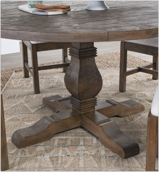 Kinston 55" Pine Solid Wood Pedestal Dining Table