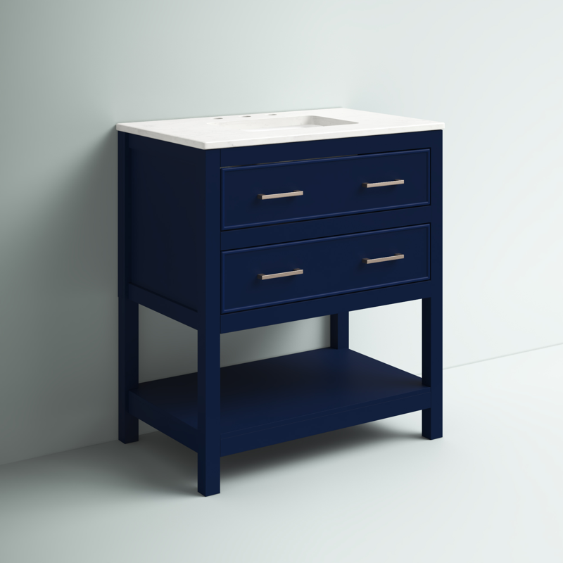 White Mccauley 30" Single Bathroom Vanity Set Features a White Quartz