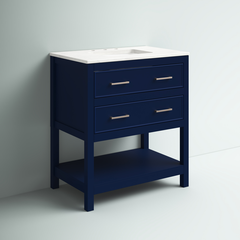 White Mccauley 30" Single Bathroom Vanity Set Features a White Quartz