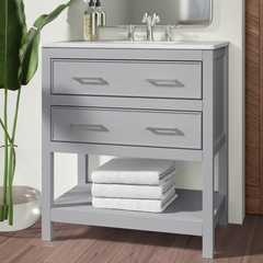 White Mccauley 30" Single Bathroom Vanity Set Features a White Quartz