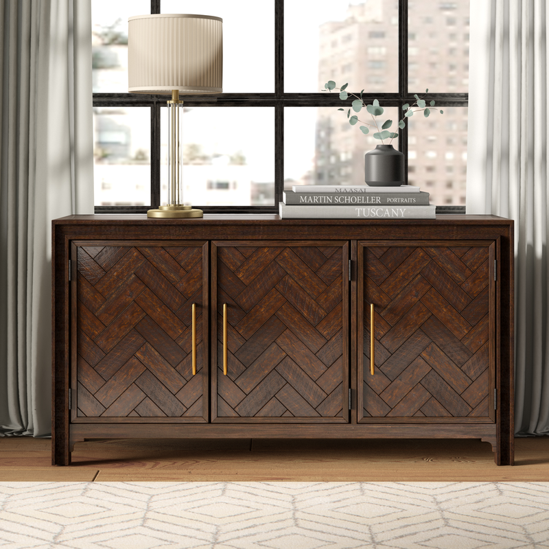 Gray Wash Brennan 60'' Wide Sideboard Clutter Concealing Cabinet