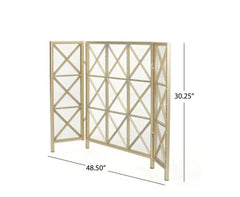 3-Panel Fireplace Screen Crafted from Iron with an X Pattern for Striking Visual Interest